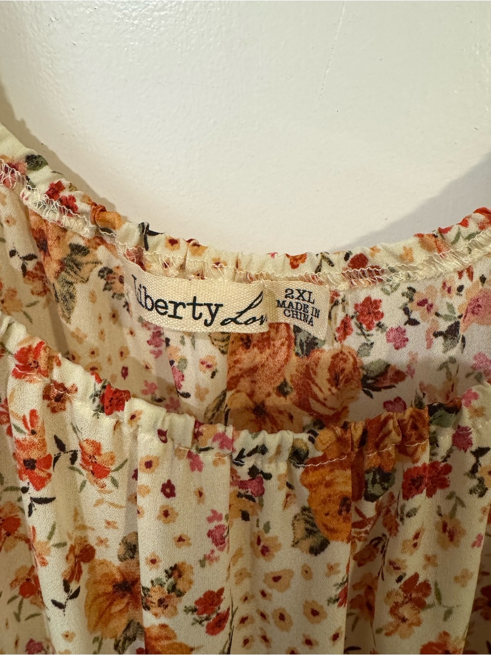Liberty Love 2XL Floral Babydoll Mini Dress Cottagecore Tiered Puff Sleeve NWT - Picture 3 of 5